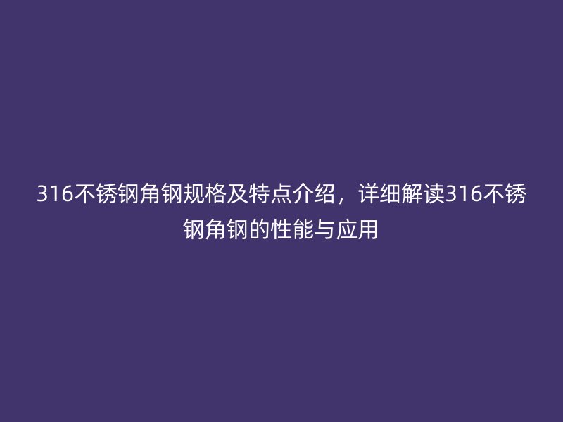 316不銹鋼角鋼規格及特點介紹，詳細解讀316不銹鋼角鋼的性能與應用
